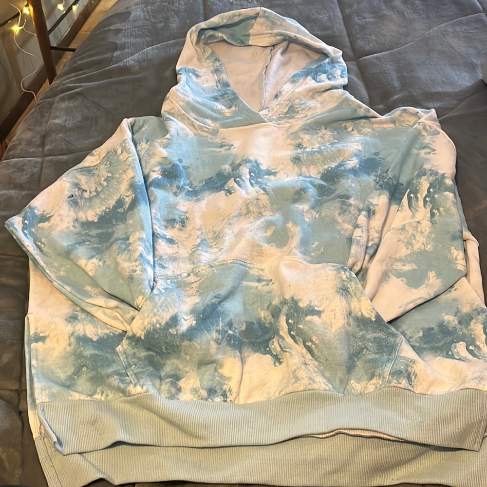Blue and white tie-dye hoodie